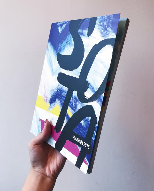Cover art I made for the School of the Arts Singapore (SOTA) yearbook 2015. The process for this design involved slowly maneuvering paint palettes across a scanner, creating brush-stroke letters by hand, and finally digitally combining all visual elements.